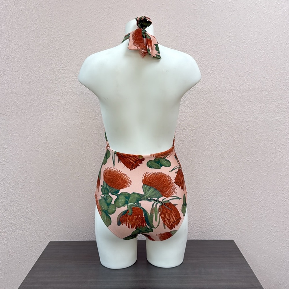 Adriana Degreas⎼NWOT Floral One Piece Pink Halter Neck Swimsuit, S - Picture 5 of 6